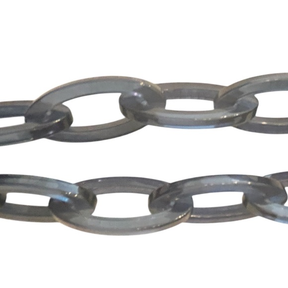 J crew teal resin oval link & tie black ribbon Necklace marked - Picture 5 of 7